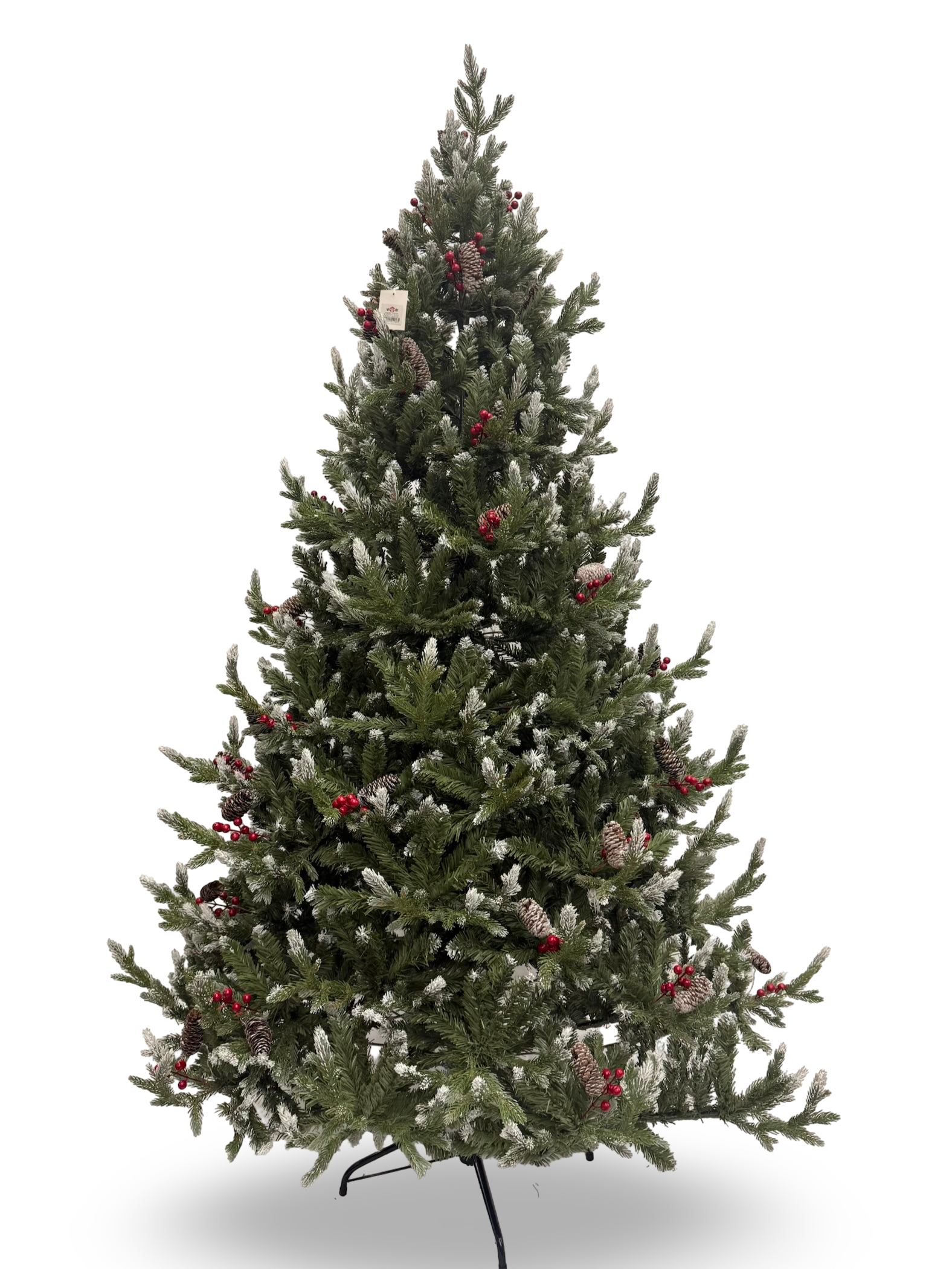 240სმ დათოვლილი ნაძვის ხე გირჩით და კენკრით